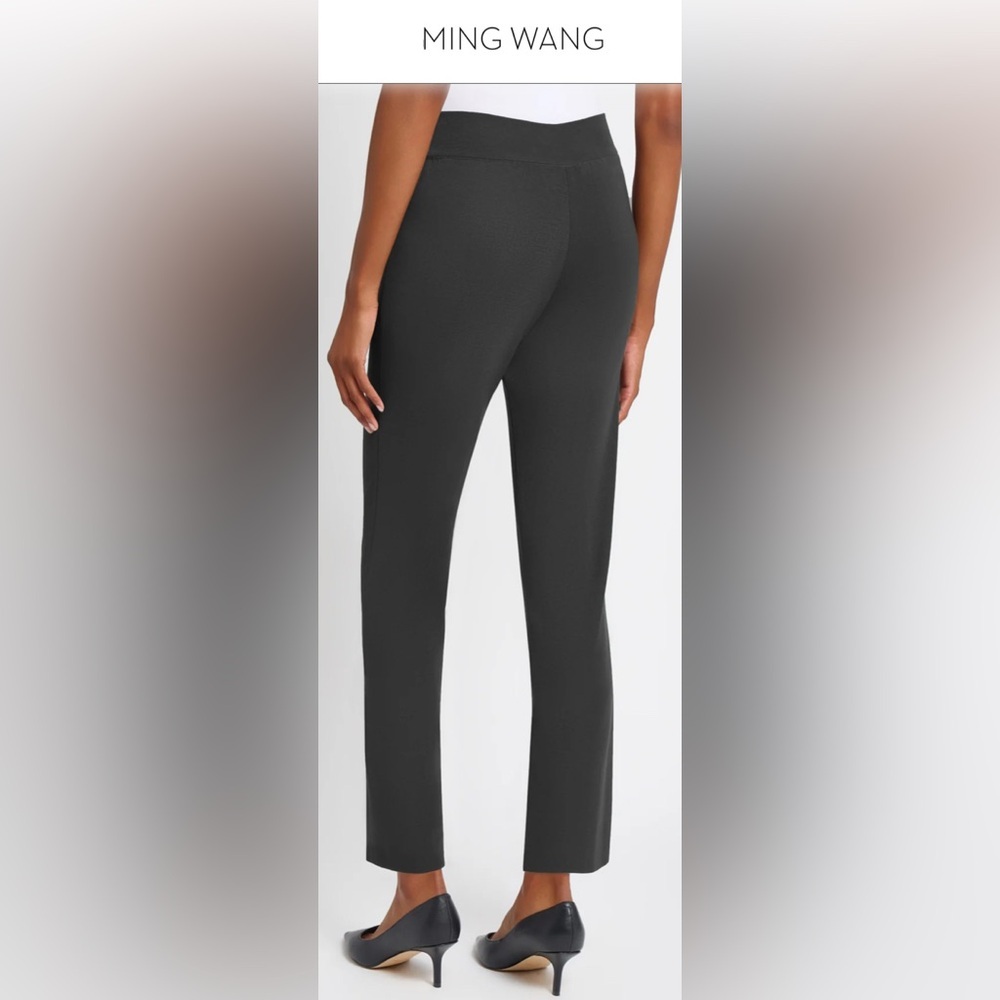 Ming Wang Knit Classic Cut Ankle Pants In Granite Women’s Size L